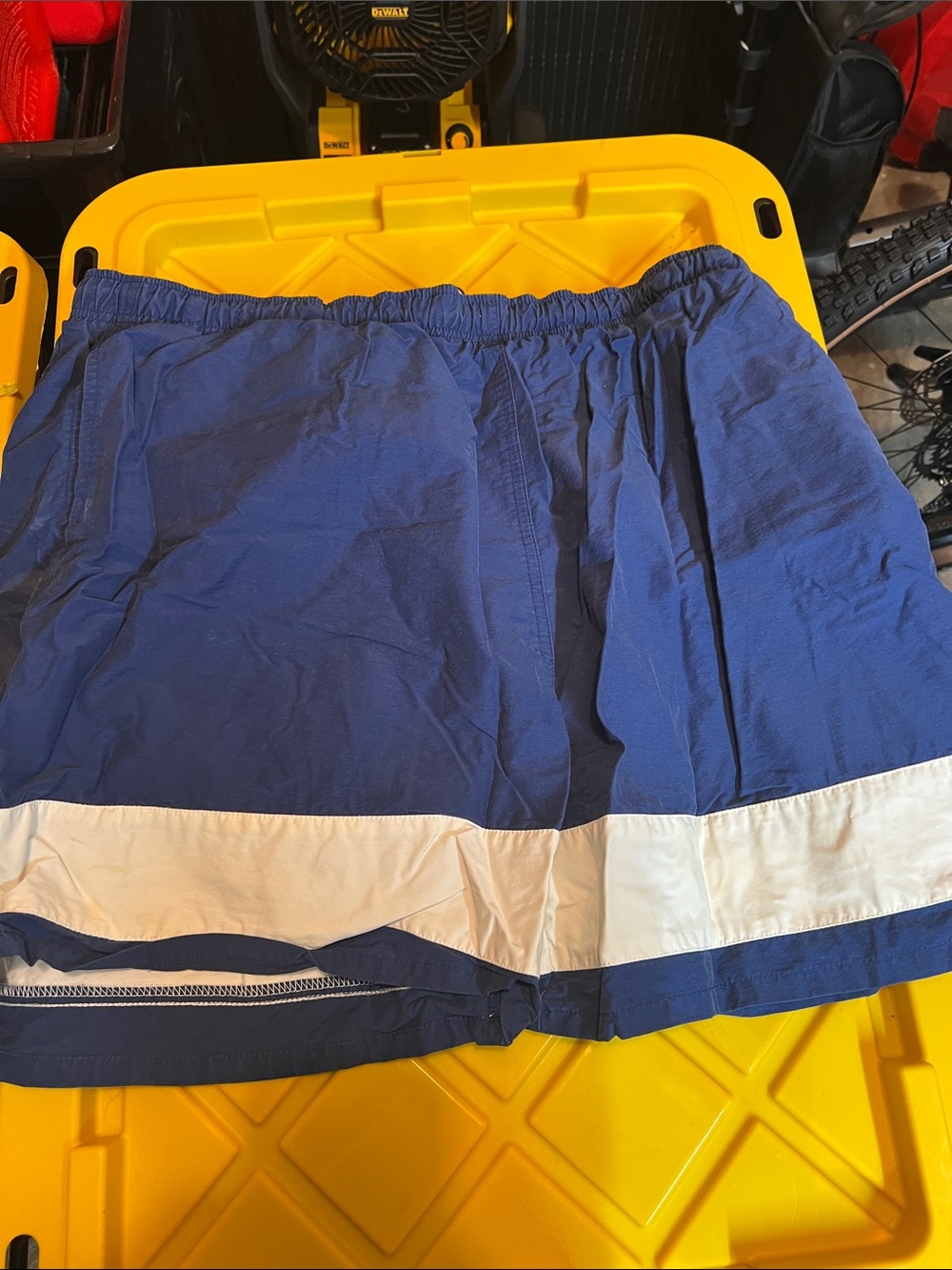 Men's Blue Swim Trunks with White Stripe